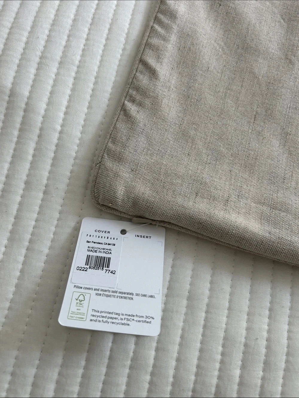 Pottery Barn Blaine Checkered Pillow Cover in Tan and Cream